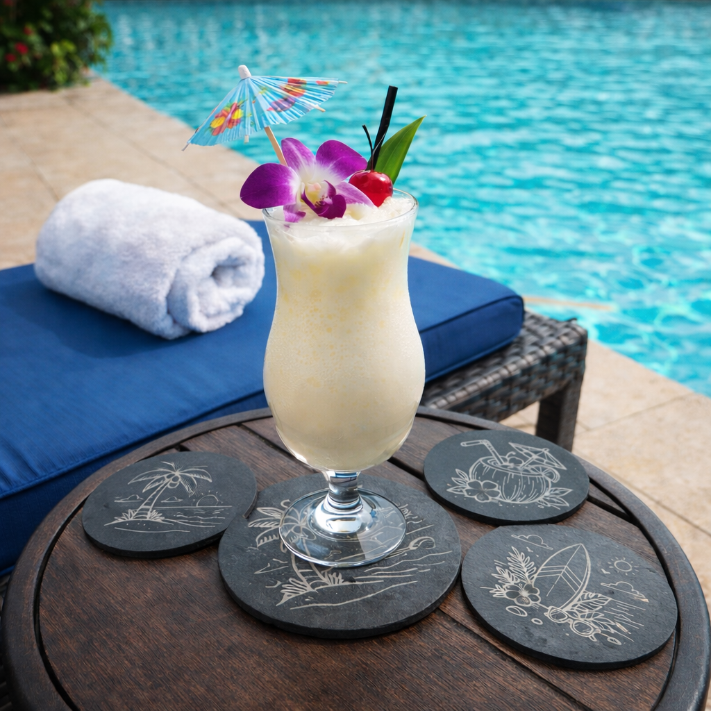 Island Escape Slate Coaster Set