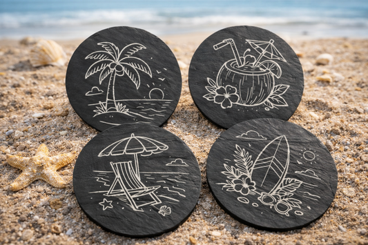 Island Escape Slate Coaster Set