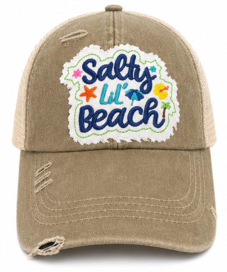 Salty Lil' Beach Distressed Trucker Hat