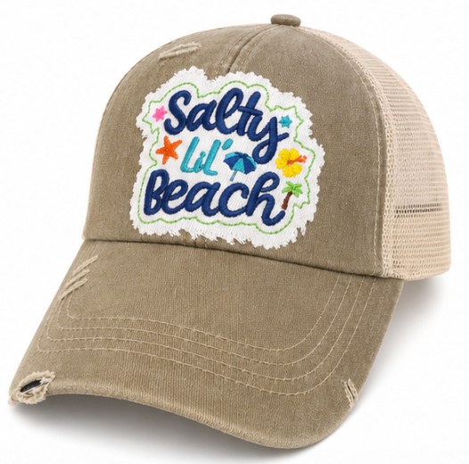 Salty Lil' Beach Distressed Trucker Hat