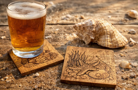 Island Seashell Wood Coaster Set