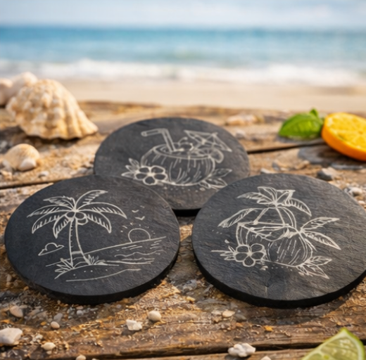 Island Escape Slate Coaster Set