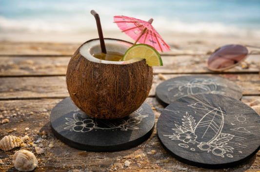 Island Escape Slate Coaster Set